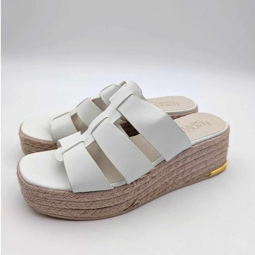 Franco Sarto Tevin Espadrille Platform Sandals Women's Bright White Sz US9M EU40